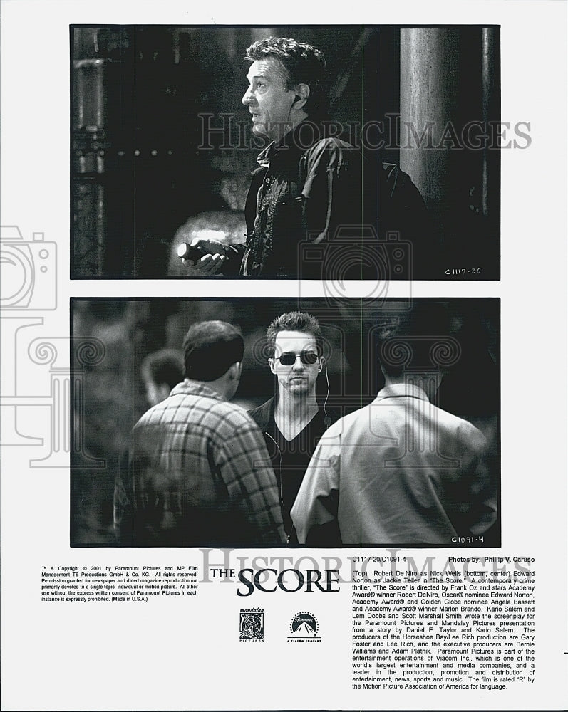 2001 Press Photo Actor Robert De Niro, Edward Norton in "The Score" Film - Historic Images