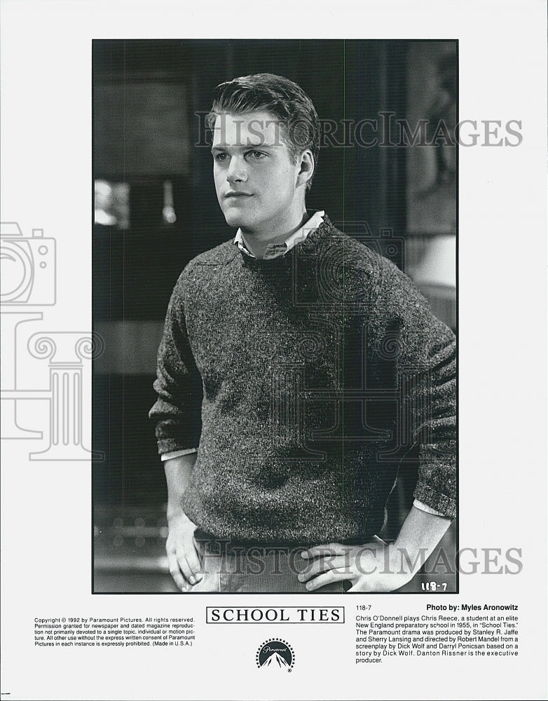 1992 Press Photo Actor Chris O'Donnell in "School Ties" Film - Historic Images