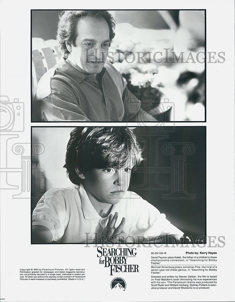 1993 Press Photo Actor David Paymer, Michael Nirenberg "Searching Bobby Fischer" - Historic Images