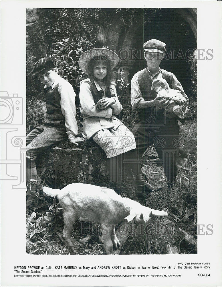 1993 Press Photo Heydon Prowse, Kate Maberly, Andrew Knott "The Secret Garden" - Historic Images