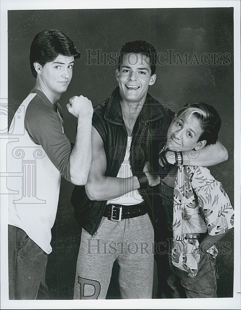 1987 Press Photo Matthew Perry, William Gallo, Demian Slade in "Second Chance" - Historic Images