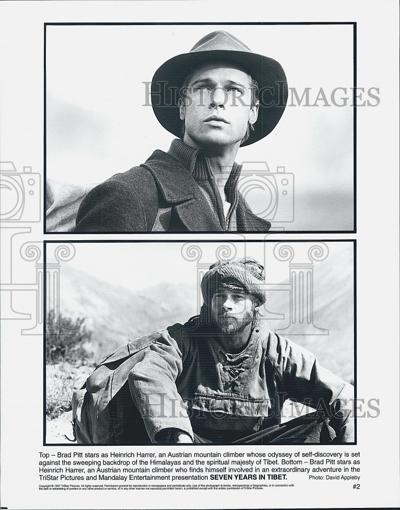 1997 Press Photo Brad Pitt stars in in "Seven Years in Tibet" - Historic Images