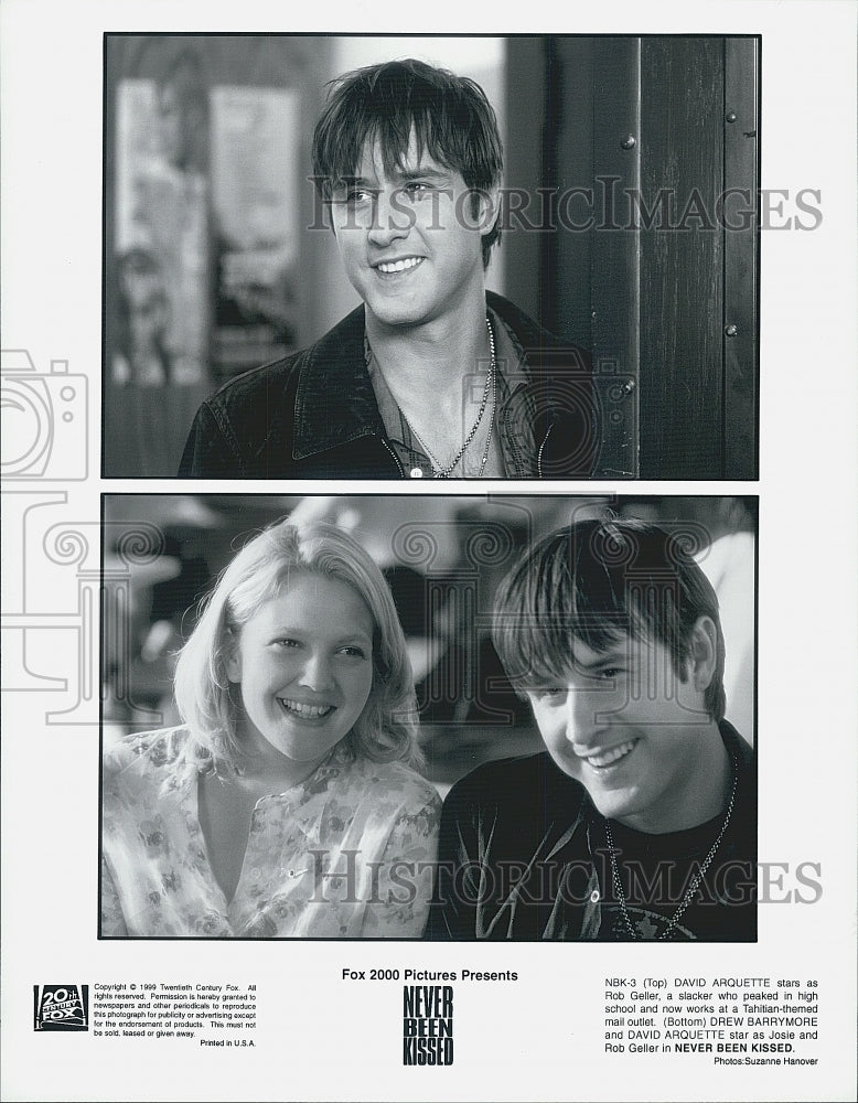 1999 Press Photo Drew Barrymore David Arquette Actors Stars &quot;Never Been Kissed&quot; - Historic Images