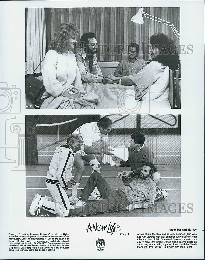 1988 Press Photo Alan Alda Ann Margaret Beatrice Alda Hal Linden "A New Life" - Historic Images