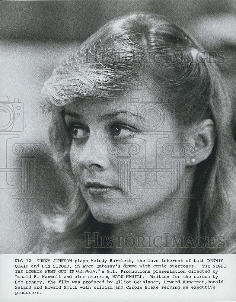 Press Photo Actress Sunny Johnson in &quot;The Night the Lights Went Out in Georgia&quot; - Historic Images