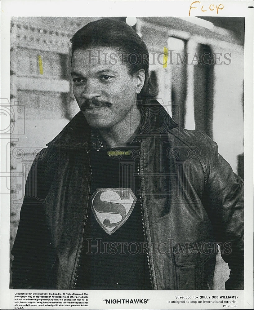 1981 Press Photo Actor Billy Dee Williams in "Nighthawks" an Universal Film - Historic Images