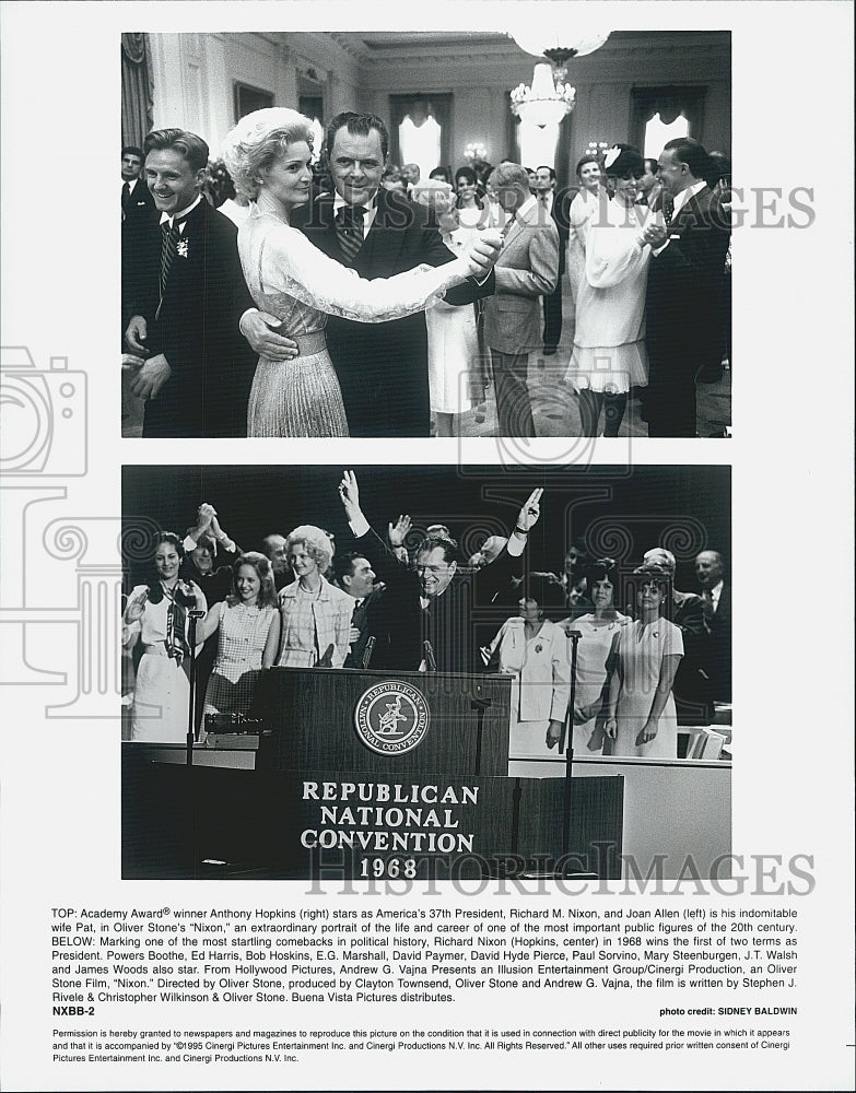 1995 Press Photo Anthony Hopkins & Joan Allen Star In "Nixon" - Historic Images