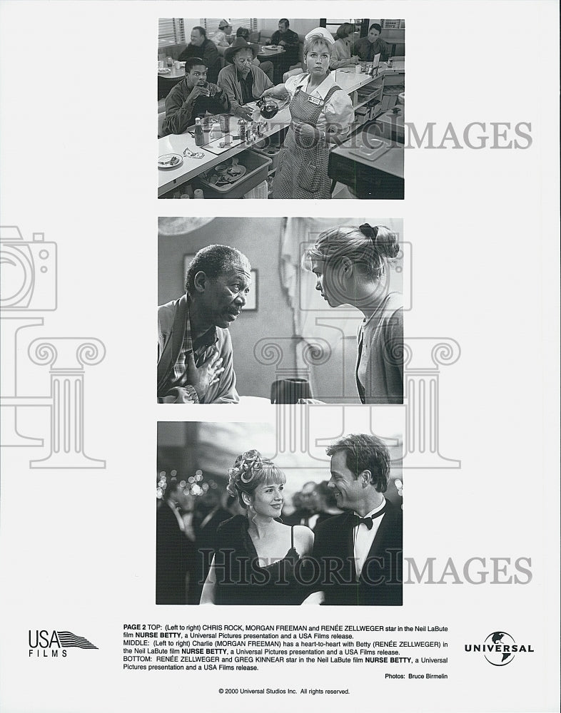 2000 Press Photo "Nurse Betty" Chris Rock,Morgan Freeman,Renee Zellweger - Historic Images