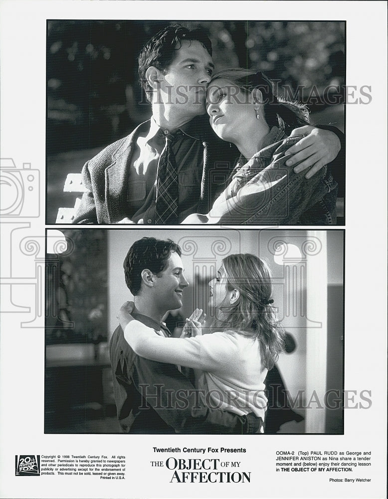 1998 Press Photo "The Object of My Affection" Paul Rudd & Jennifer Anniston - Historic Images