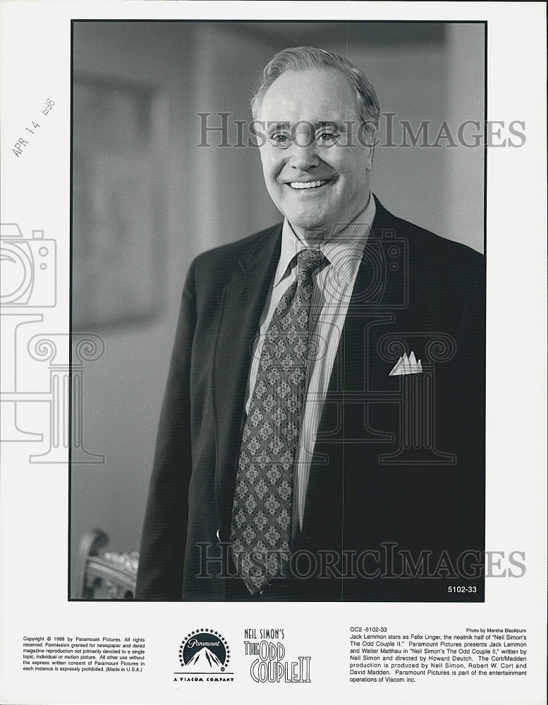 1998 Press Photo Jack Lemmon in &quot;The Odd Couple II&quot; - Historic Images