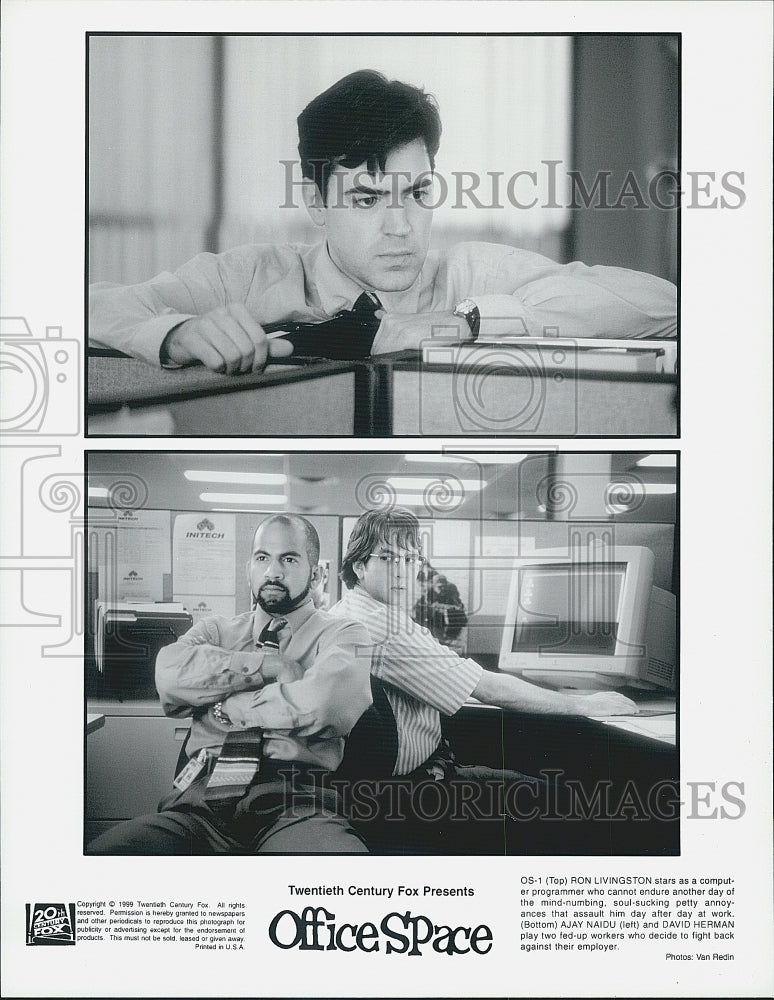 1999 Press Photo Ron Livingston Ajay Naidu David Herman Actors "Office Space" - Historic Images