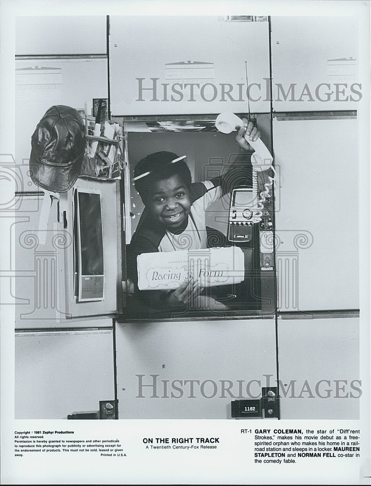 1981 Press Photo Gary Coleman Actor Star "On the Right Track" - Historic Images