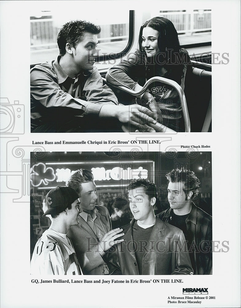 2001 Press Photo Lance Bass Chriqui James Bullard Joey Fatone &quot;On the Line&quot; - Historic Images