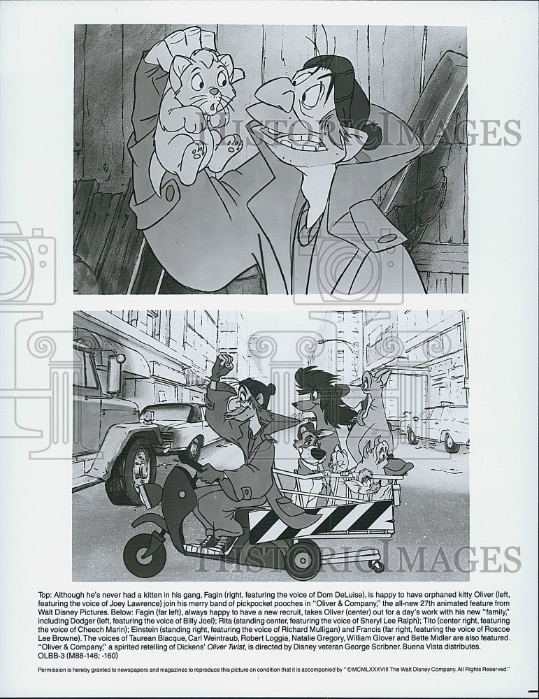 1988 Press Photo Walt Disney&#39;s &quot;Oliver &amp; Company&quot; animated feature - Historic Images