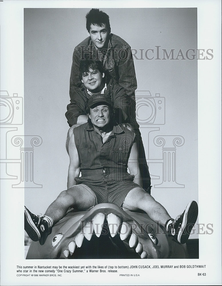 1986 Press Photo Bobcat Goldthwait,John Cusak,J Murray in "One Crazy Summer" - Historic Images