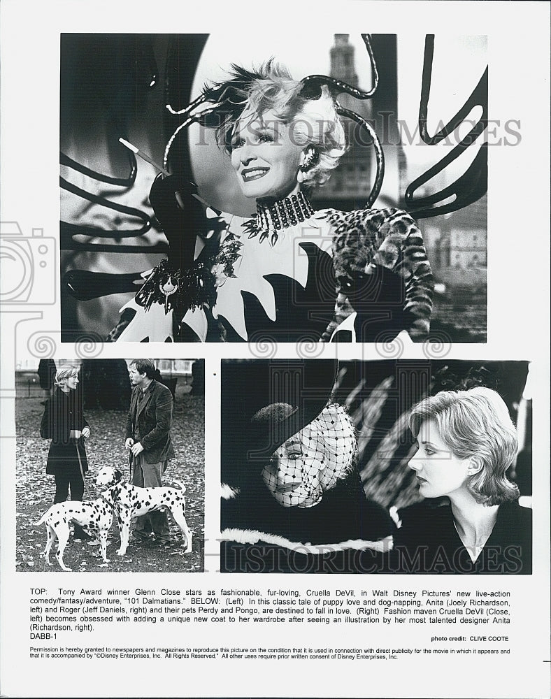 1996 Press Photo  &quot;101 Dalmatians&quot; Glenn Close,J Richardson,J Daniels - Historic Images