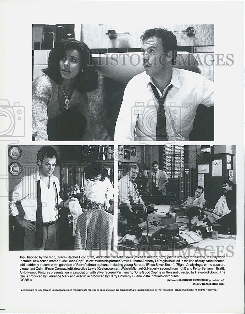 1991 Press Photo  &quot;One Good Cop&quot; Rachel Ticotin,Michael Keaton,Tony LaPaglia - Historic Images