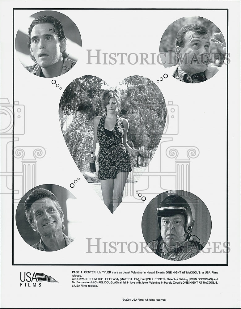 2001 Press Photo "One Night at McCools" Liv Tyler,Matt Dillon,P Reiser,J Goodman - Historic Images