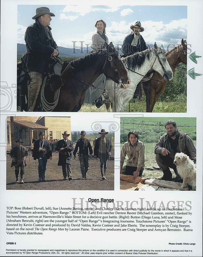 2003 Press Photo "Open Range" Robert Duvall,Annette Benning, Kevin Costner - Historic Images