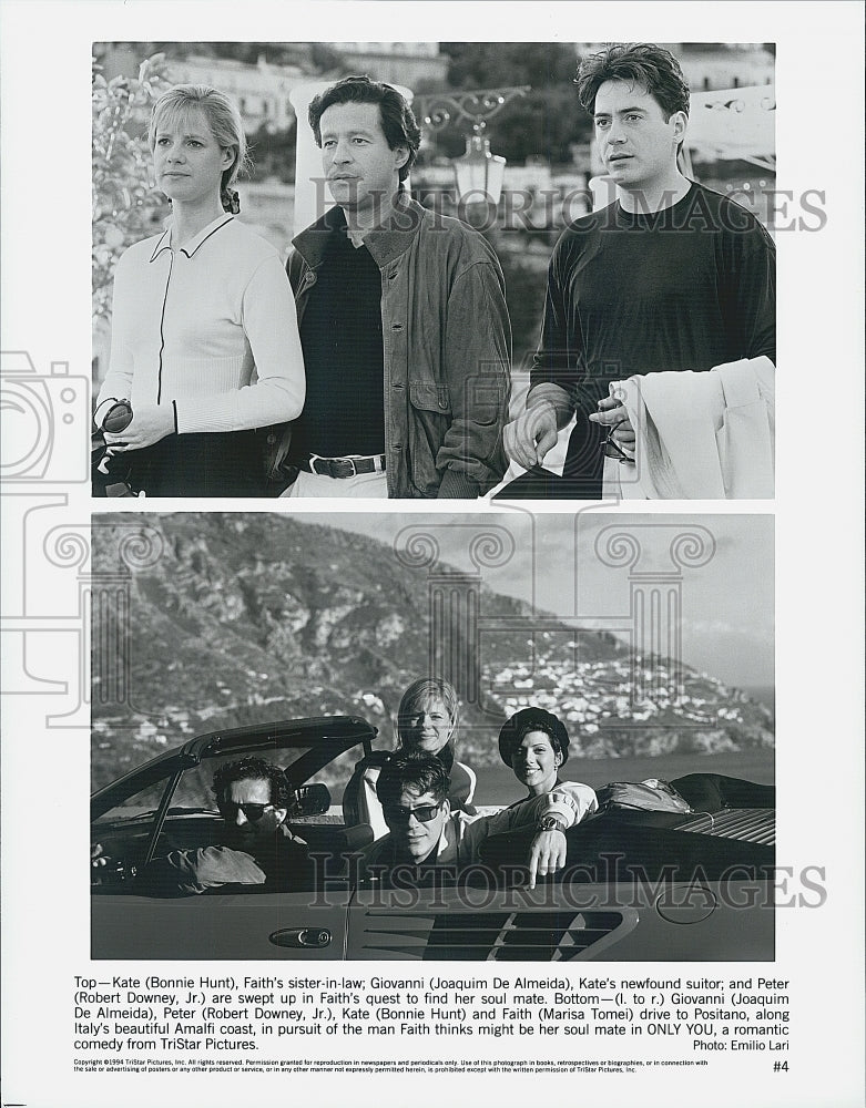 1994 Press Photo &quot;Only You&quot; Bonnie Hunt,J De Almeida,R Downey jr,M Tomei - Historic Images