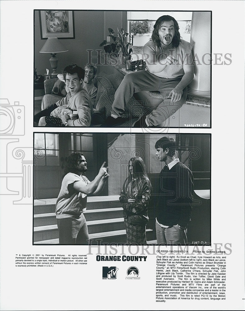 2001 Press Photo " Orange County" With RJ Knoll Kyle Howard Jack Black Schuyler - Historic Images