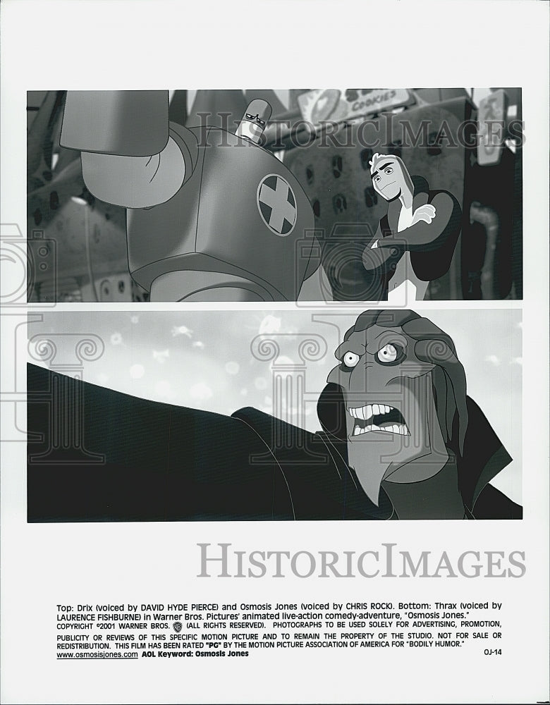 2001 Press Photo David Hyde Pierce Chris Rock Laurence Fishburne "Osmosis Jones" - Historic Images