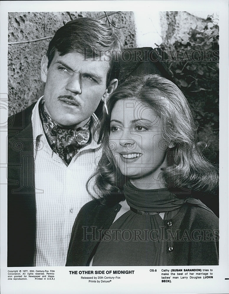 1977 Press Photo Susan Sarandon and John Beck in &quot;The Other Side of Midnight&quot; - Historic Images