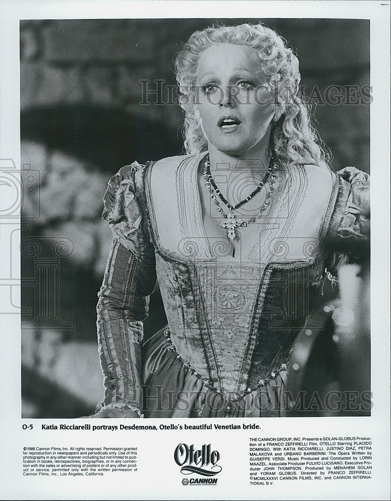 1986 Press Photo Katia Ricciarelli in &quot;Otello&quot; - Historic Images