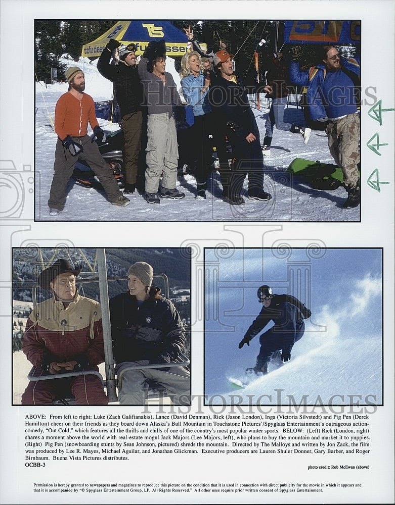 2001 Press Photo Zach Galifianakis, David Denman and Jason London in "Out Cold" - Historic Images