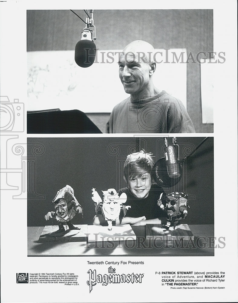 1994 Press Photo Patrick Stewart MaCaulay Culkin voice &quot;The Pagemaster&quot; - Historic Images