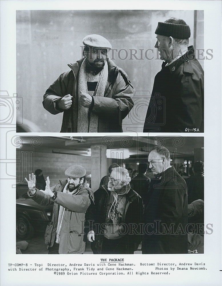1989 Press Photo &quot;The Package&quot; Director Andrew Davis &amp; Gene Hackman - DFPG64805 - Historic Images