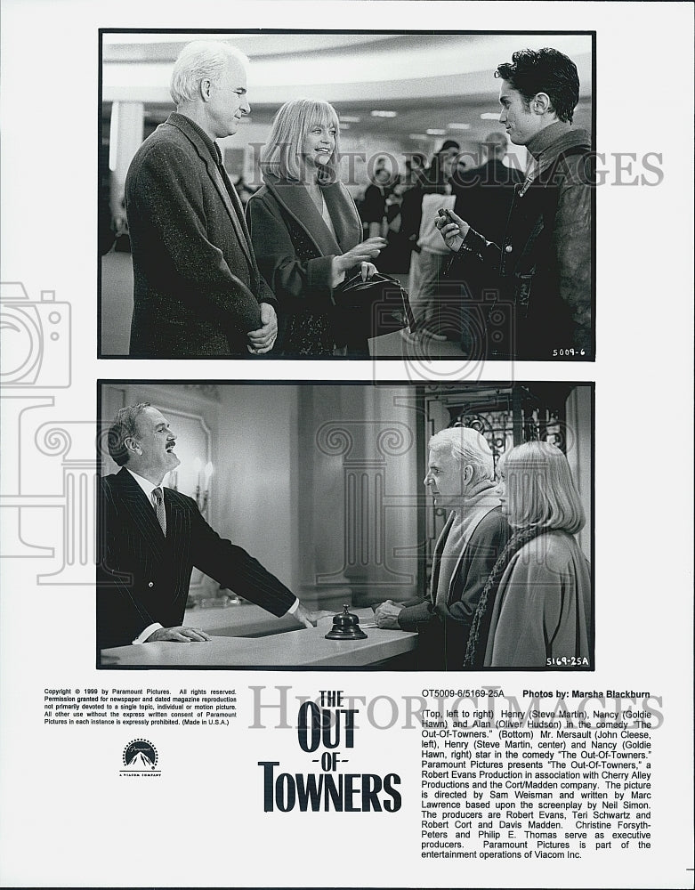 1999 Press Photo Steve Martin, Goldie Hawn &amp; Oliver Hudson, &quot;The Out-Of-Towners&quot; - Historic Images