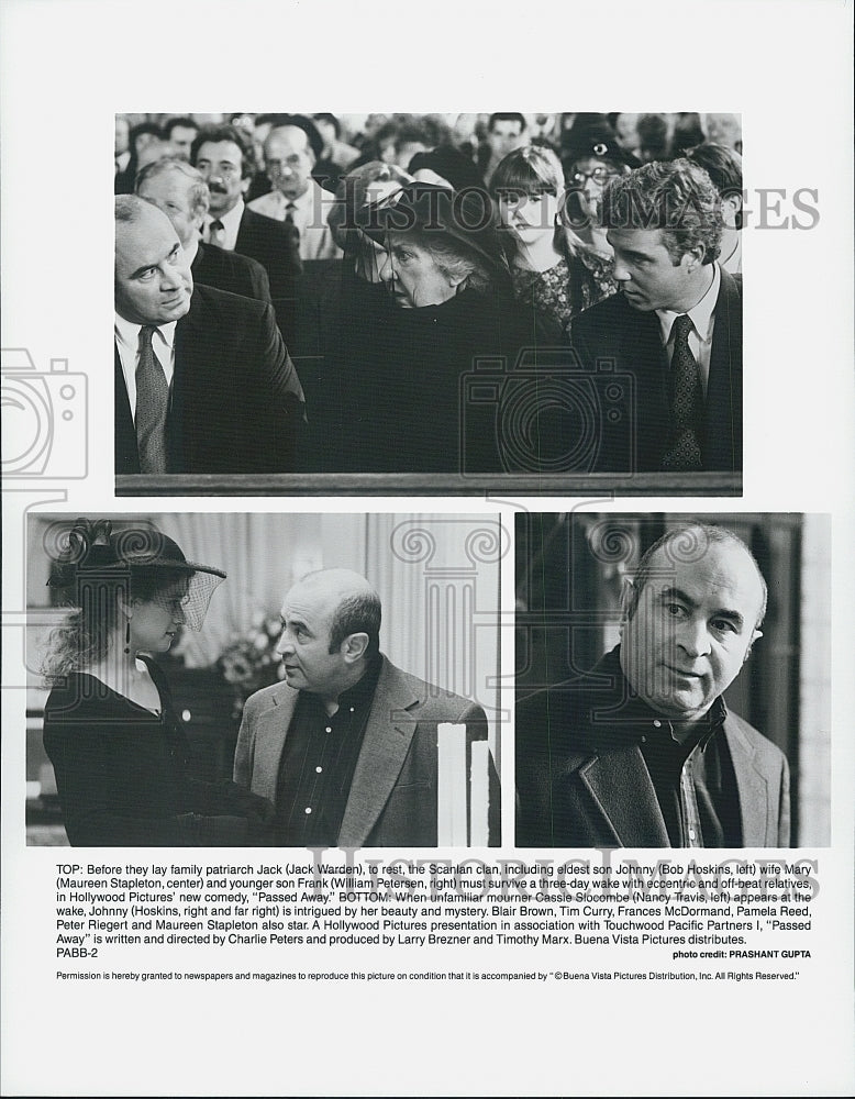 Press Photo Jack Warden, Bob Hoskins & Maureen Stapleton in "Passed Away" - Historic Images