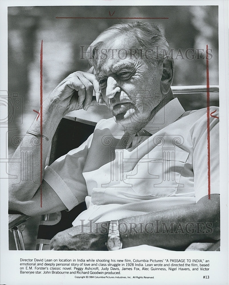 1984 Press Photo Director David Lean on location in film "A Passage To India" - Historic Images