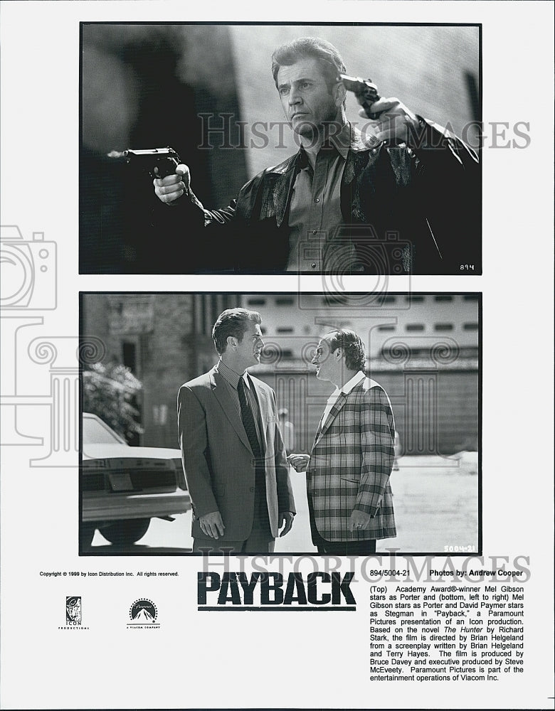 1999 Press Photo  "Payback" Mel Gibson,David paymer - Historic Images