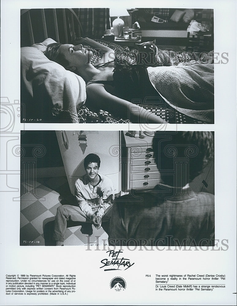 1989 Press Photo Actors Denise Crosby And Dale Midkiff In Film "Pet Sematary" - Historic Images
