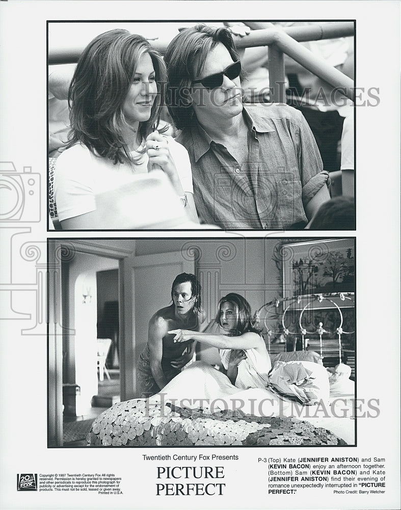 1997 Press Photo &quot;Picture Perfect&quot; Kevin Bacon Jennifer Aniston Actor Jay Mohr - Historic Images