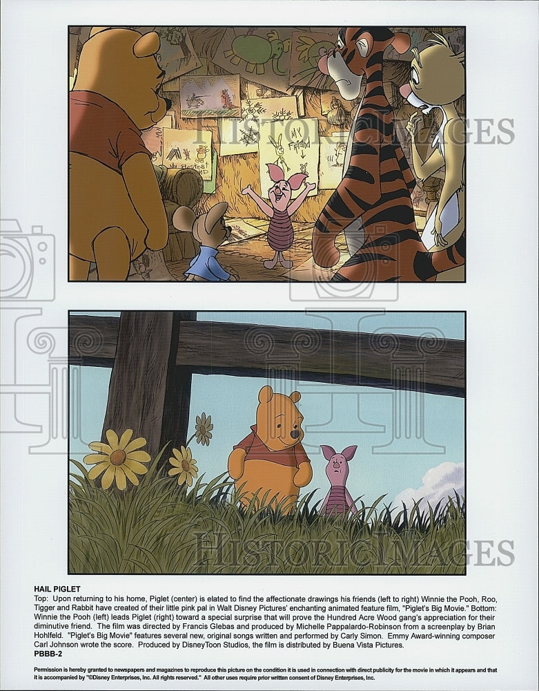 2003 Press Photo Piglet Pooh Tigger Roo and Rabbit in &quot;Piglet&#39;s Big Movie&quot; - Historic Images