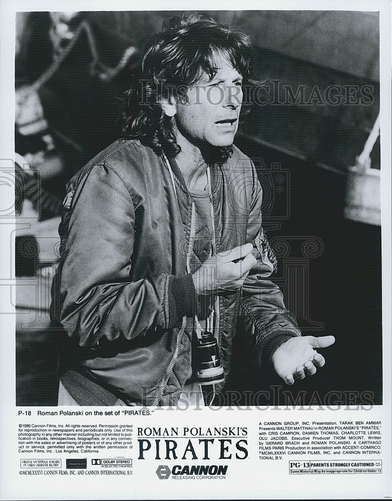 1986 Press Photo Roman Polanski on the set of &quot;Pirates&quot; - Historic Images