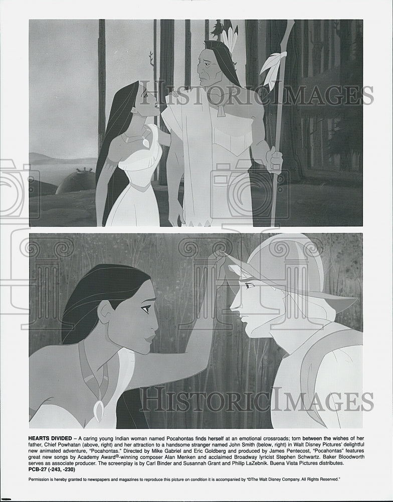 Press Photo &quot;Pocahontas&quot; John Smith Chief Powhatan Alan Menken - Historic Images