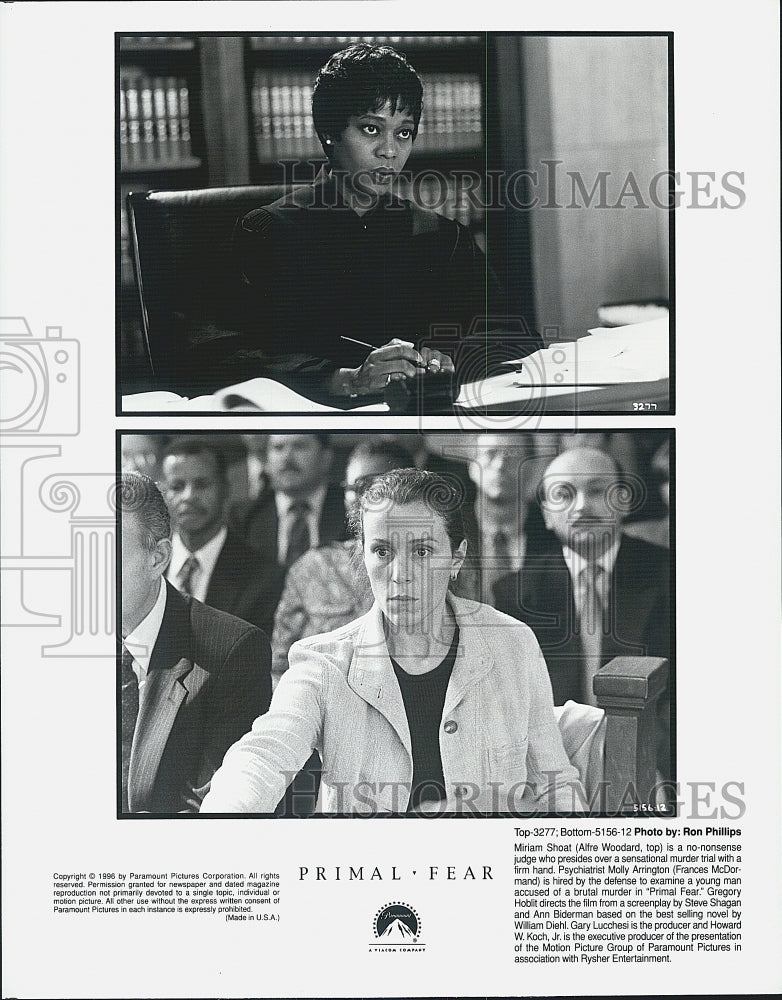 1996 Press Photo Alfre Woodard And Frances McDormand In Movie &quot;Primal Fear&quot; - Historic Images