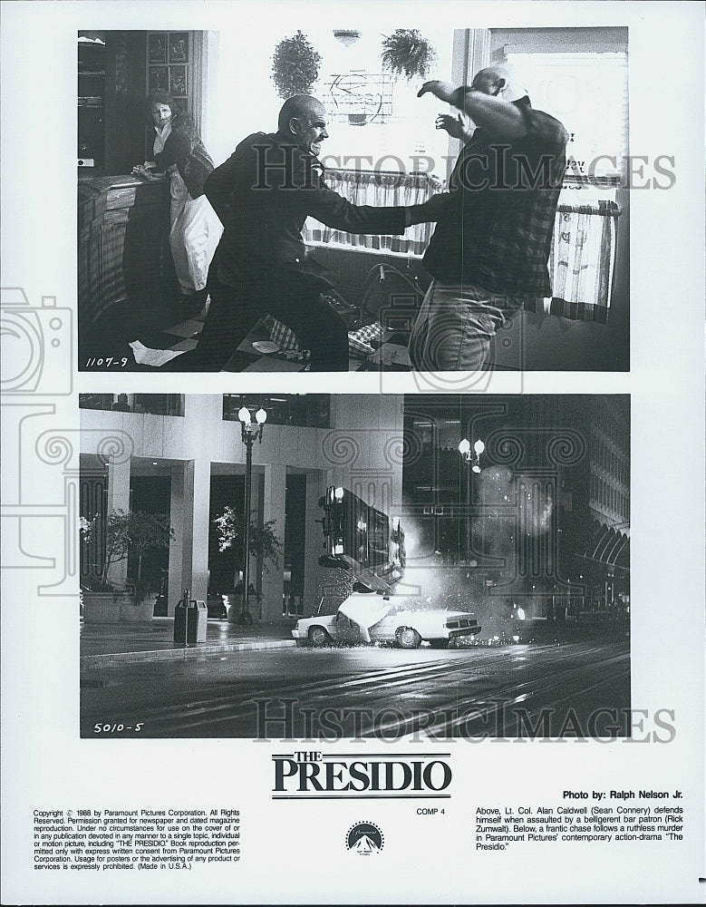 1988 Press Photo Sean Connery Rick Zumwalt in "The Presidio" With Mark Harmon - Historic Images