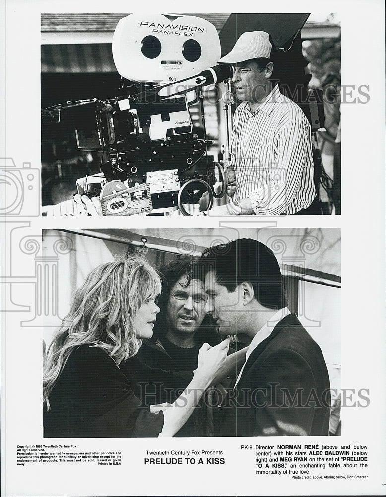 1992 Press Photo &quot;Prelude to a Kiss&quot; Director Norman Rene and Alec Baldwin - Historic Images