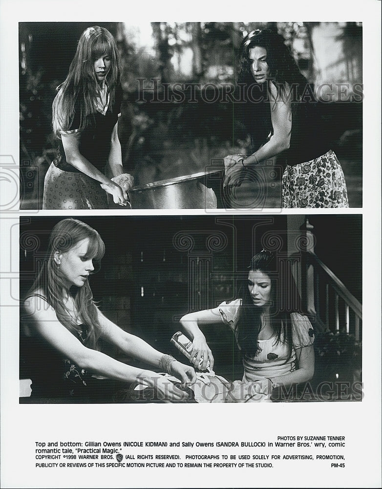 1998 Press Photo Sandra Bullock & Nicole Kidman star in "Practical Magic" - Historic Images