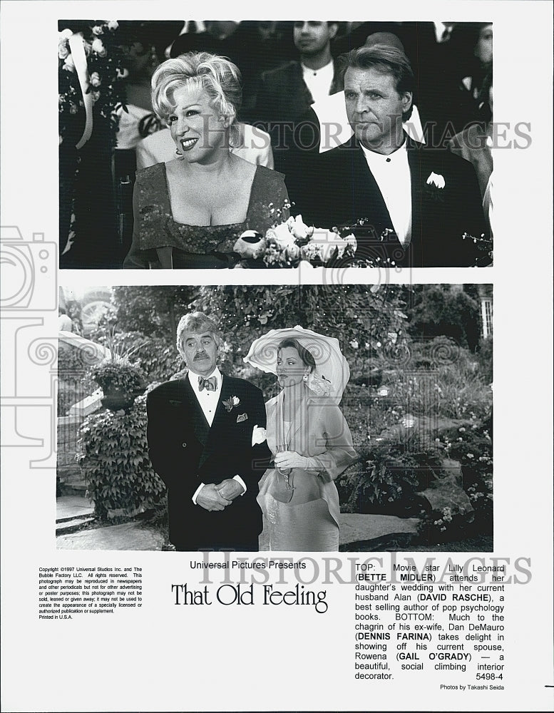 1997 Press Photo Midler, Rasche, Farina And O&#39;Grady In Movie &quot;That Old Feeling&quot; - Historic Images