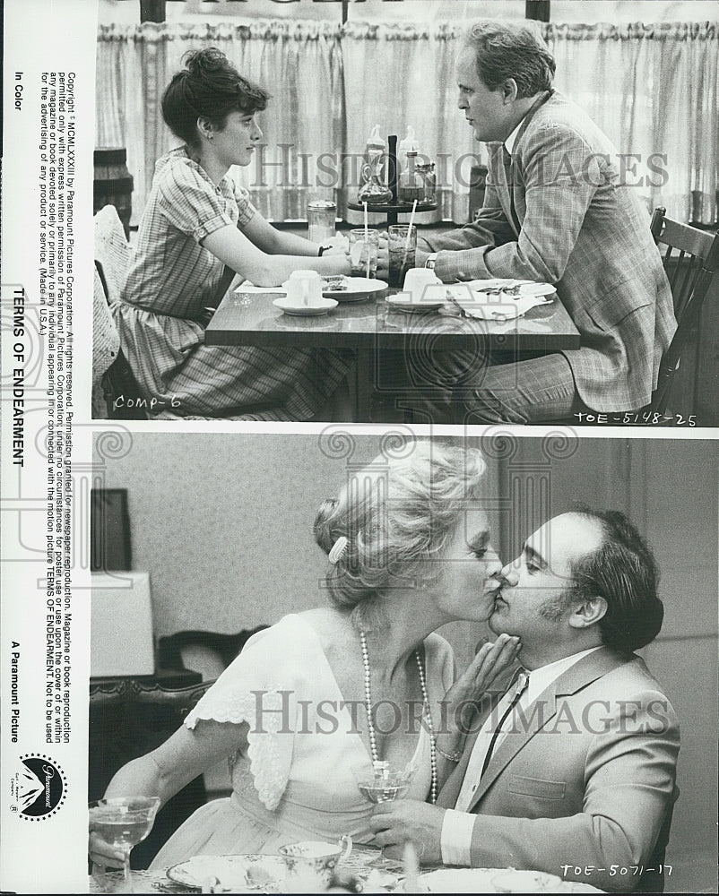 1983 Press Photo Winger, Lithgow, MacLaine and DeVito in "Terms of Endearment" - Historic Images