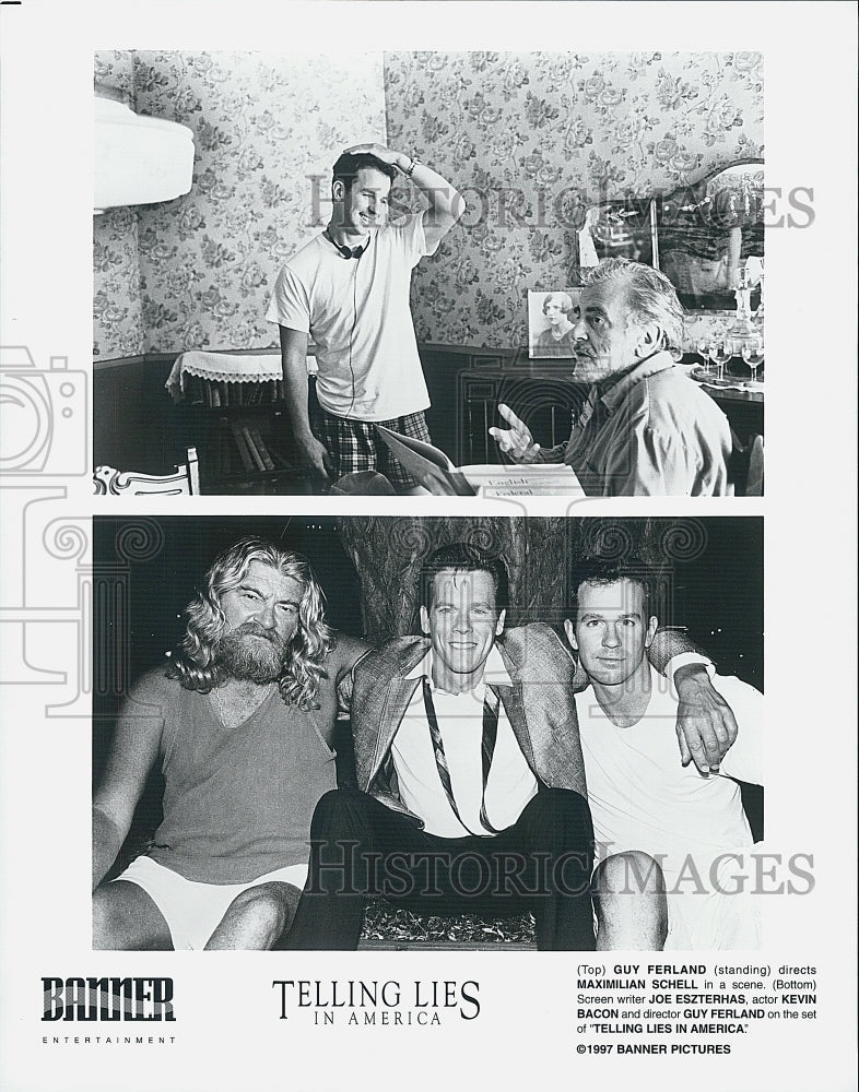 1997 Press Photo Director Ferland, Schell and Bacon in &quot;Telling Lies in America&quot; - Historic Images