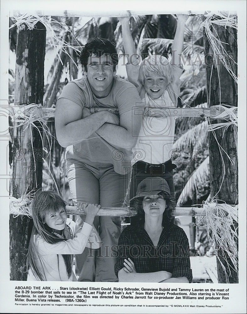 1980 Press Photo Elliott Gould, R. Schroder &quot;The Last Flight of Noah&#39;s Ark&quot; - Historic Images