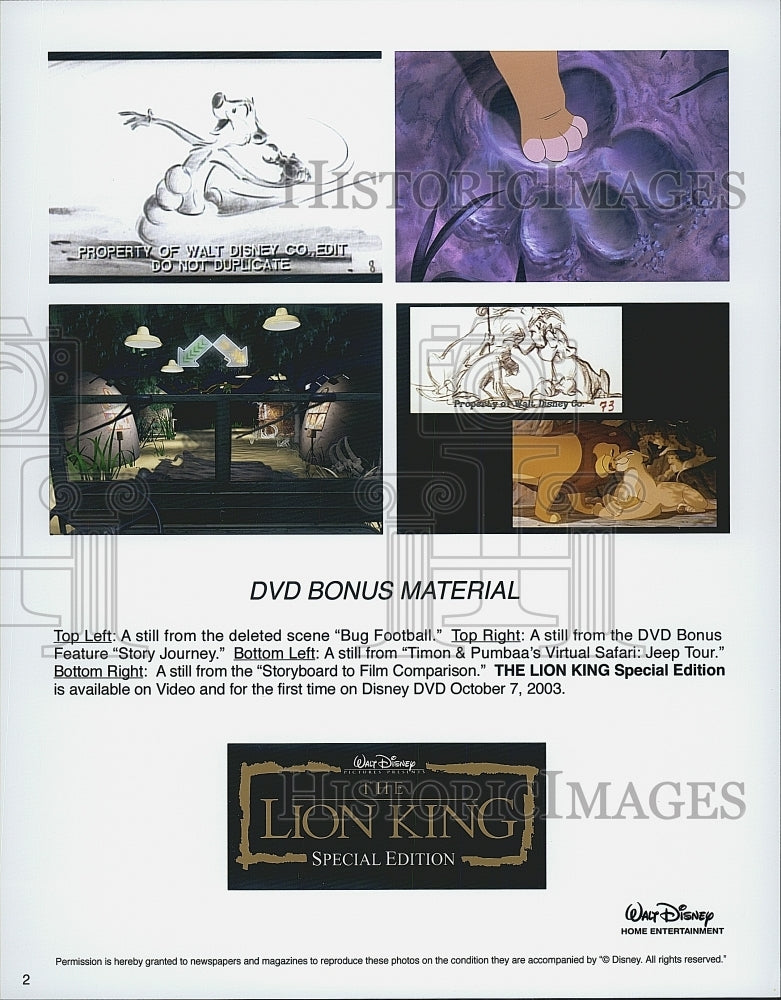 2003 Press Photo Scenes from "The Lion King" Special Edition - Historic Images