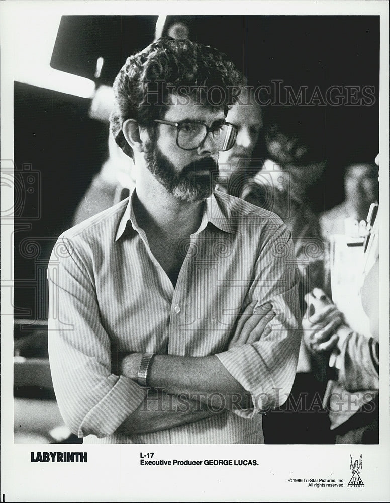 1986 Press Photo George Lucas Executive Producer of "Labyrinth" - Historic Images